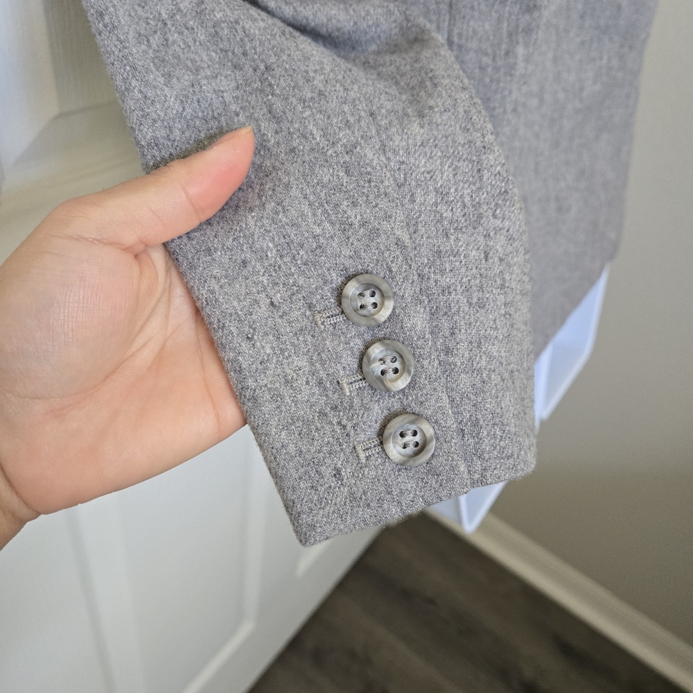 Vintage 90s Liz Claiborne Wool Blend Classic Blazer Gray Coat Classic Retro - Picture 16 of 16